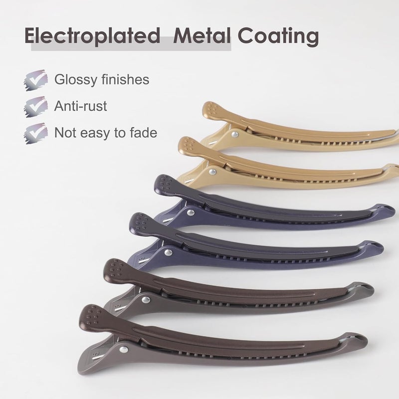 AIMIKE Hair Sectioning Clips with Silicone Band - No Crease Duck Billed Styling Clips for Salon, Cutting, and Rollers (6pcs) - Image 2